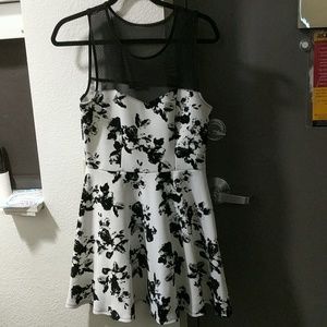 Floral Black and White Dress